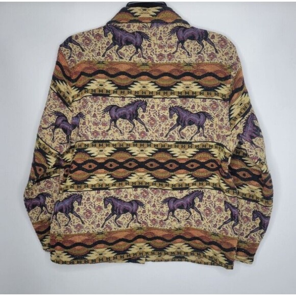 Medium Jackets & Blazers - Vintage Jacket Women's Red Ranch Horse Tapestry Blazer Western Barn Medium